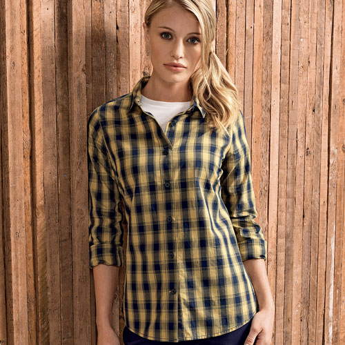 Camicia donna a quadretti  manica lunga Mulligan Lady